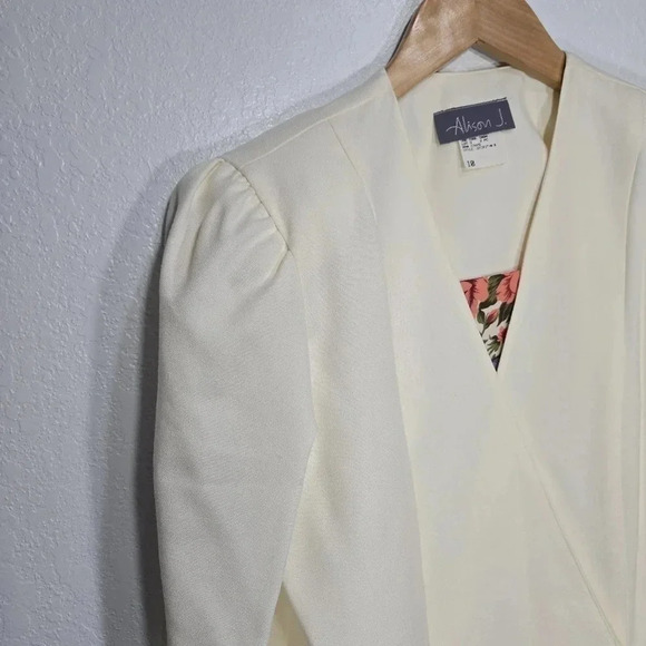Vintage Alison J. 10 NWT Floral Cream Button Blazer Jacket 80s 90s - Picture 3 of 14